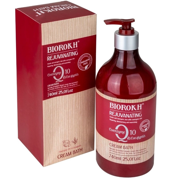 شامپو بدن کوانزیم Q10 اکالیبتوس بایورخ مرطوب کننده و جوان کننده پوست 740 میل | BIOROKH Rejuvanating coenzyme Q10 Eucalyptus Cream Bath 740ml